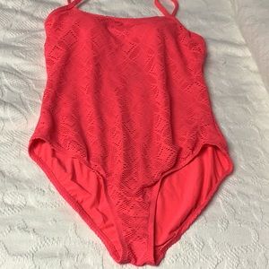 Catalina XL 1 piece lace overlay pink women’s swimsuit NWOT
